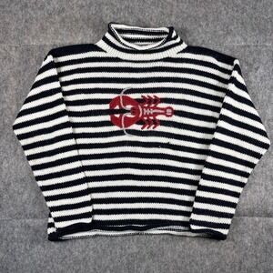 Mexicali‎ Blues Women's Small Striped Lobster Alpaca Sweater Roll Neck Nautical